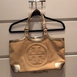Gold and tan Tory Burch purse